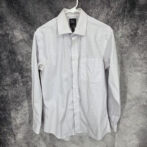 Jos A Bank Dress Shirt Mens 16 - 33 Traveler Tech‎ Check Long Sleeve